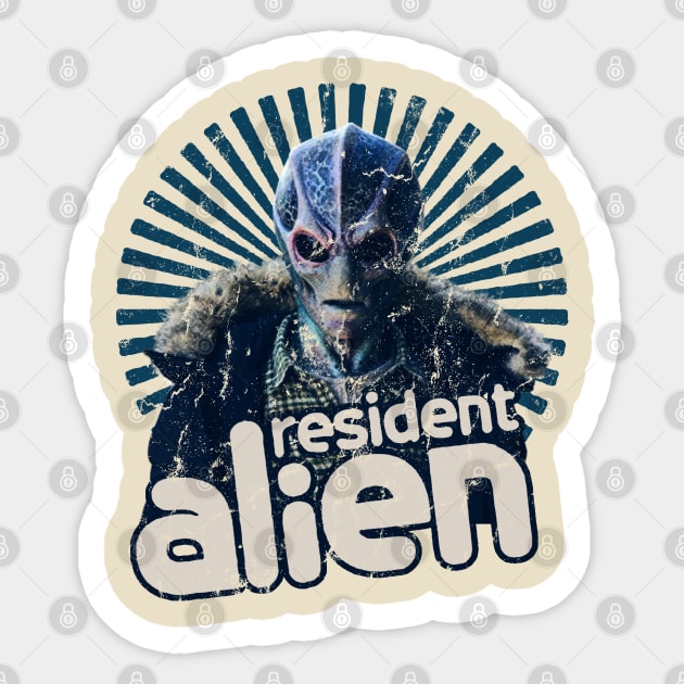 Vintage resident alien Sticker by MATERAZEKA